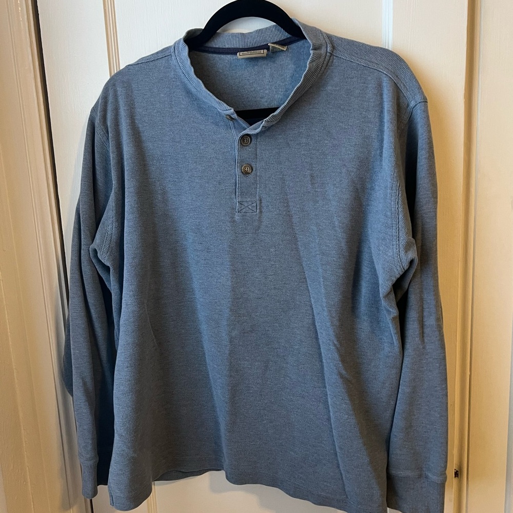 L.L. Bean Men's Long Sleeve Blue Henley Shirt